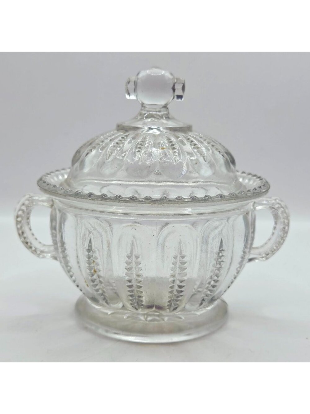 EAPG Westmoreland Derby Zipper Covered Sugar Bowl Mustard Jar Tureen Lid Antique